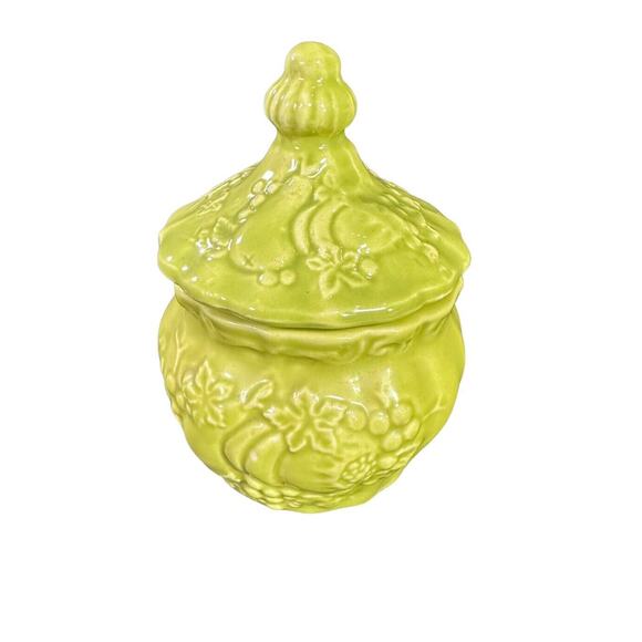 Vintage Lenox Ceramic Handcrafted Lidded Trinket Jar Green Japan 4” - Picture 3 of 14